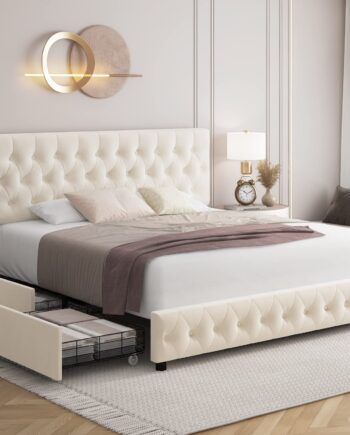 Bed 01 Fully Cushioned With Storage Drawers